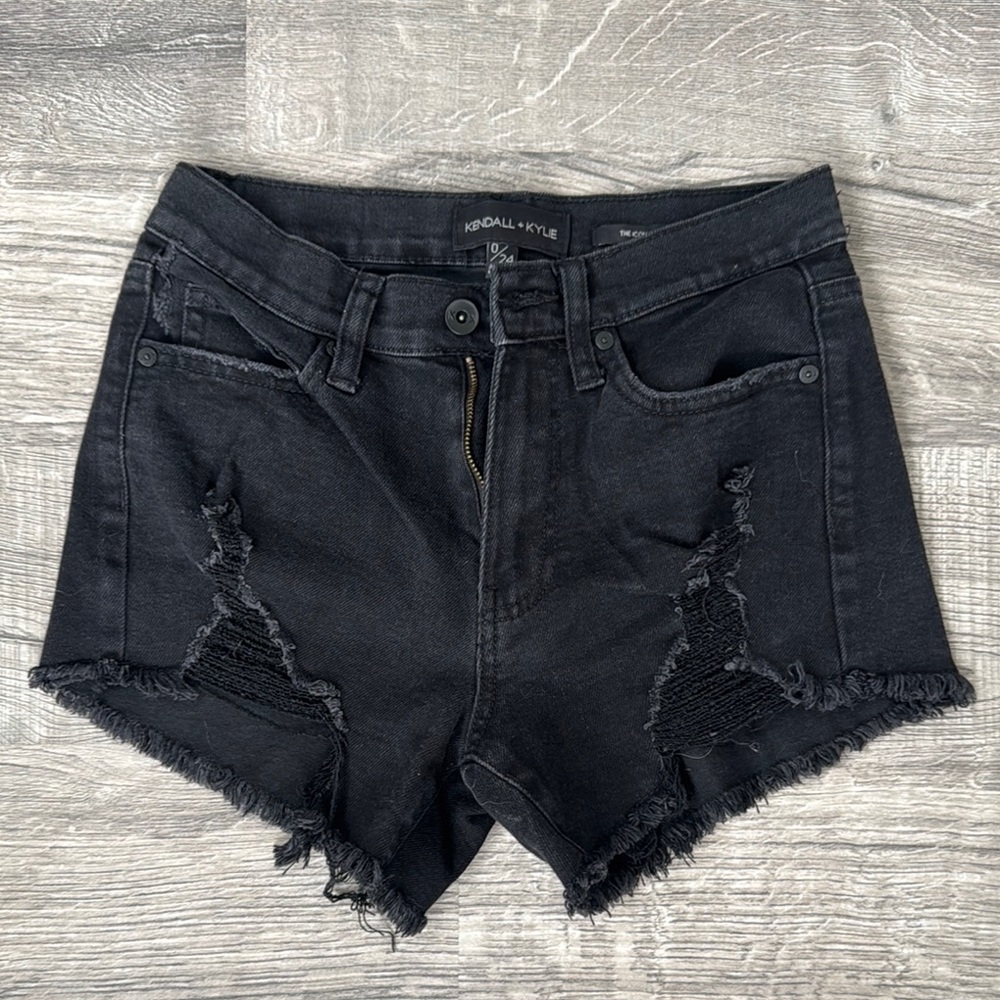Kendall & Kylie Black Distressed Denim Shorts